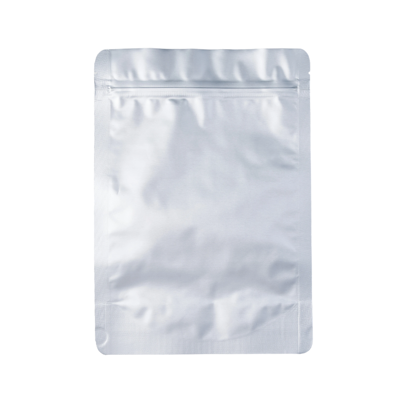 Bolsa de papel de aluminio en blanco resellable de pie