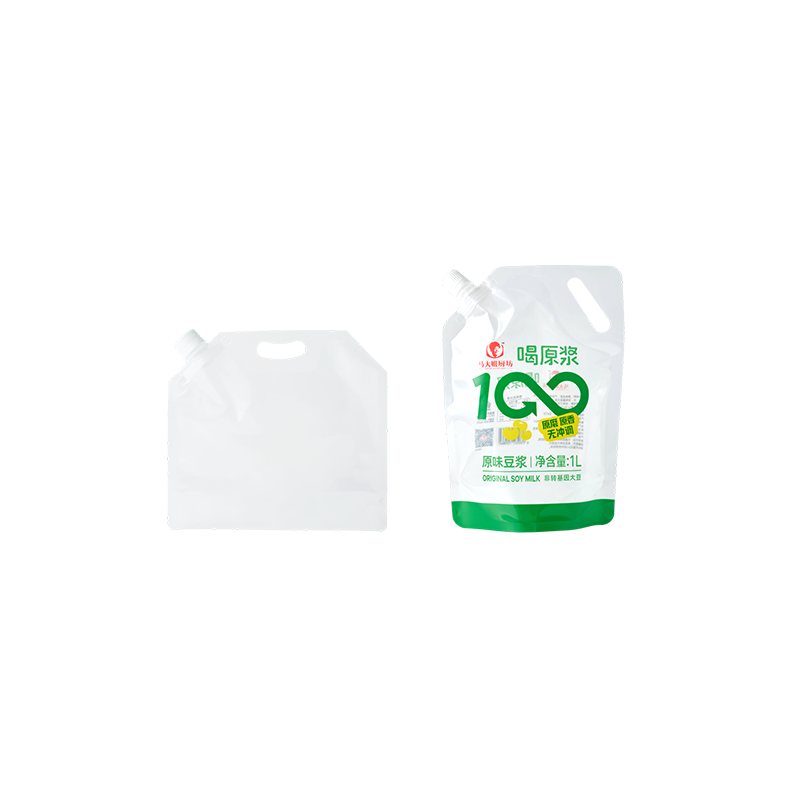 Mango, transparente y bolsa con pico de aluminio de forma especial