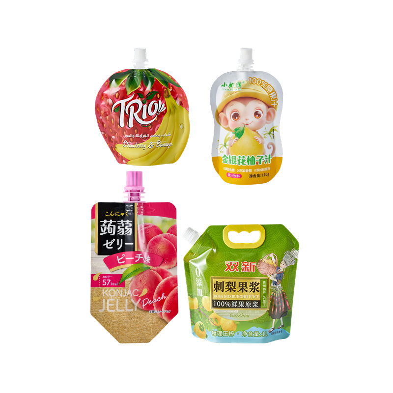 Bolsa con pico para jugo y puré de frutas de formas especiales de varios tamaños