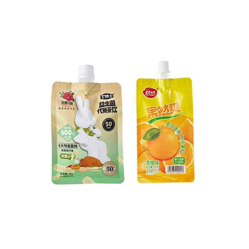 Bolsa con boquilla para jugos y bebidas con sello octogonal (25 g – 330 ml)